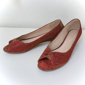 Chelsea Crew Red/Orange Glitter Sparkle Peeptoe Pump